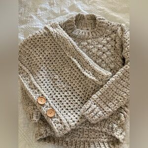 Hand Knit Wool Fisherman Sweater with Infinity Scarf